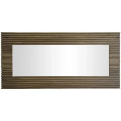 170X80CM SLATTED WOODEN MIRROR - NATURAL