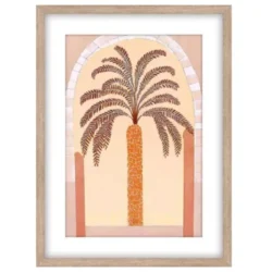 Arched Palm Glass Framed Print