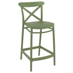 Cross Bar Barstool Olive Green