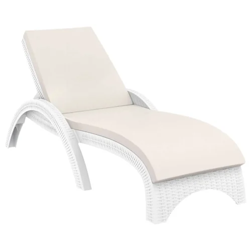 Fiji Sun Lounger White+ Beige Cushion