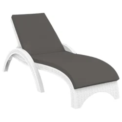 Fiji Sun Lounger White + Dark Grey Cushion