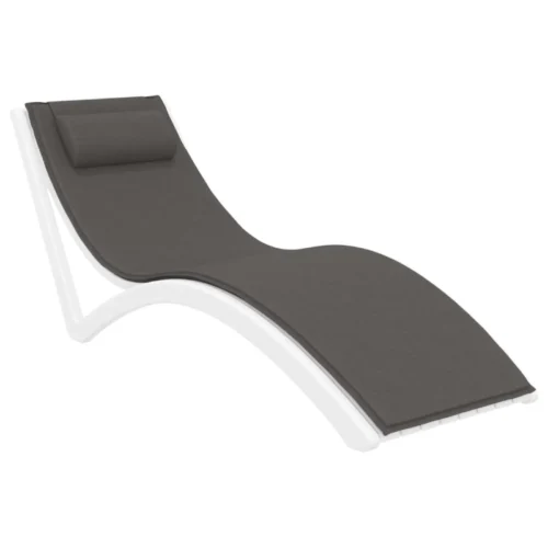 Slim Sun Lounger White Dark Grey